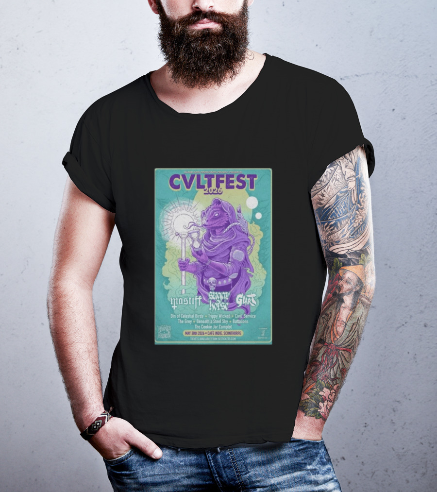 CVLTFEST 2026 Café INDIEpendent Scunthorpe May 30 Tour Featuring Mastiff Snow Gurt T-Shirt