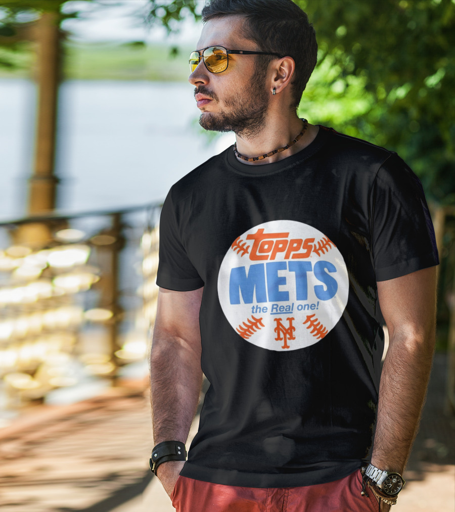 New York Mets Topps The Real One Baseball Shape T-Shirt