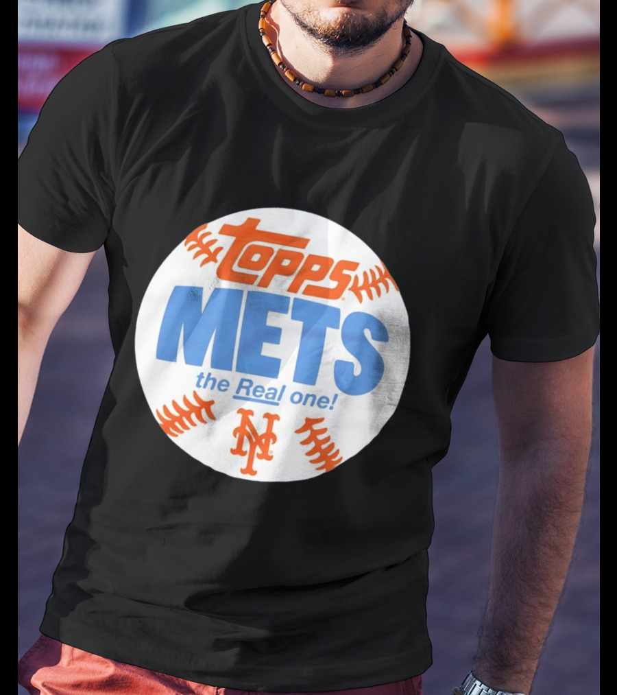 New York Mets Topps The Real One Baseball Shape T-Shirt
