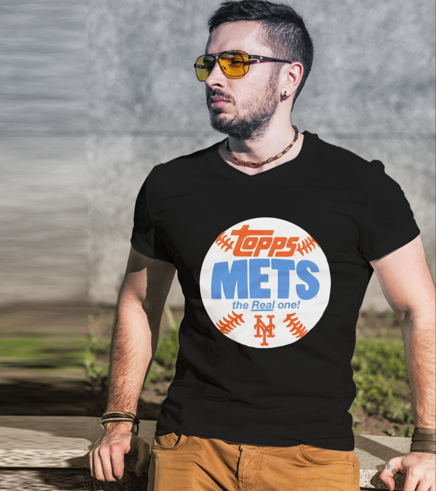 New York Mets Topps The Real One Baseball Shape T-Shirt