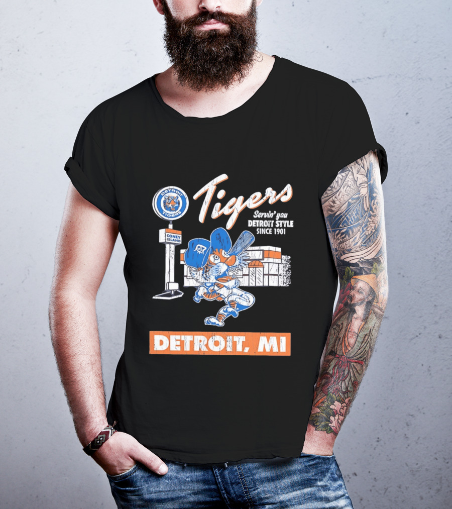 Detroit Tigers Coney Island Servin' You Detroits Since 1901 Detroit MI T-Shirt