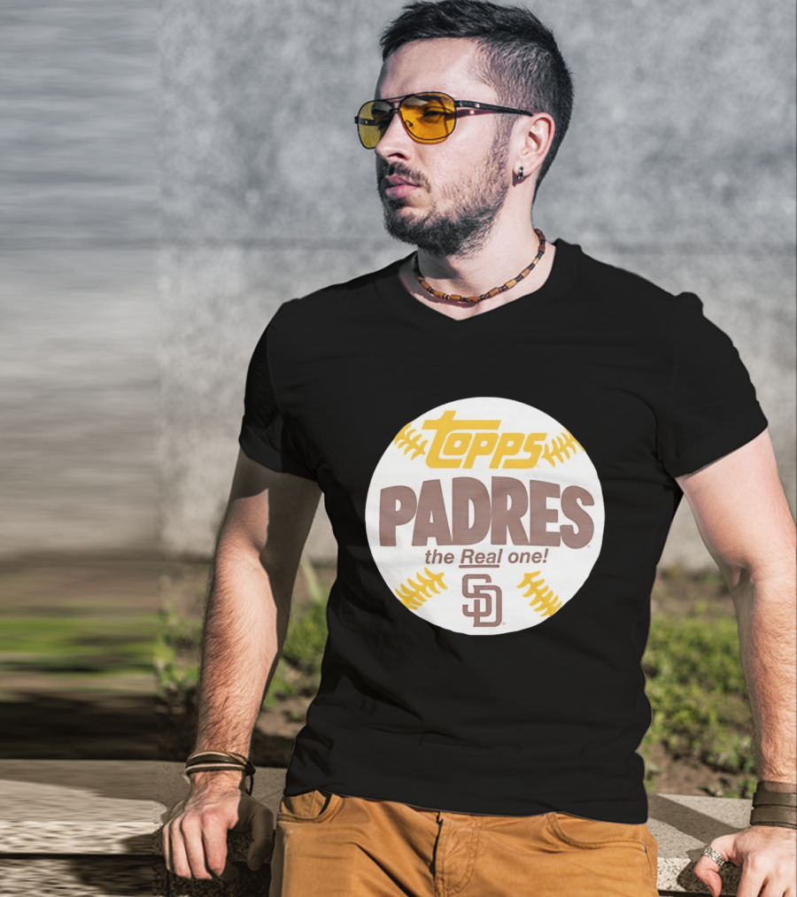 Topps Padres The Real One SD Logo Baseball Shape T-Shirt