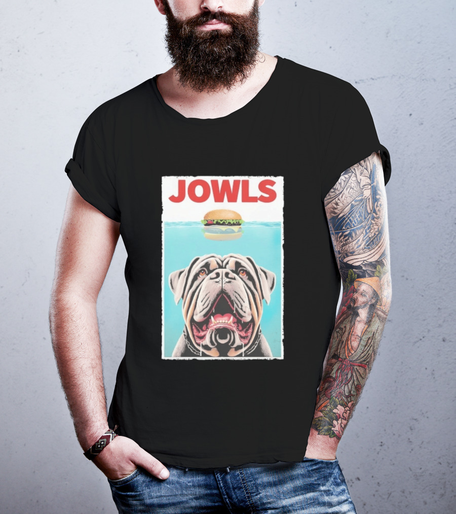 Jowls Mastiff Burger Floating Above Water T-Shirt