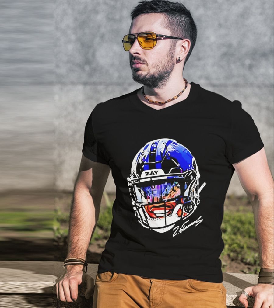 Zay Flowers Baltimore Ravens Big Face Helmet T-Shirt