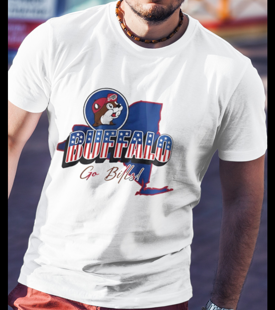 Buffalo Bills Buc Ee's Patriotic Go Bills Map T-Shirt