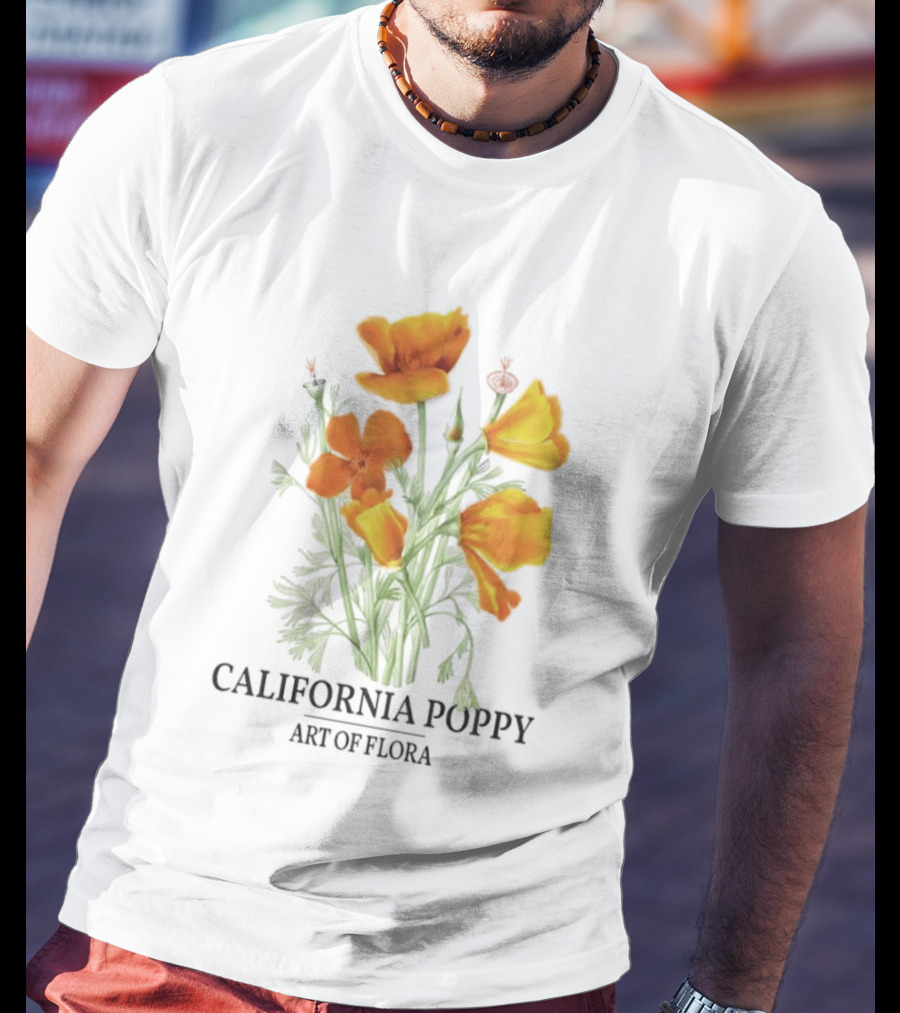 California Poppy Art Of Flora Botanical Nature T-Shirt
