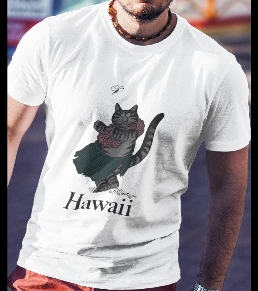 B Kliban Cat In Hula Skirt Hawaii T-Shirt