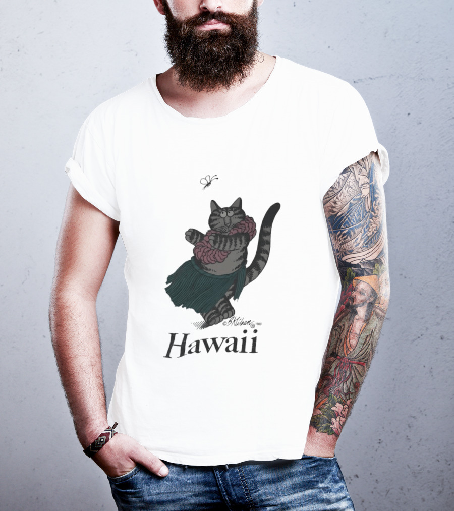 B Kliban Cat In Hula Skirt Hawaii T-Shirt
