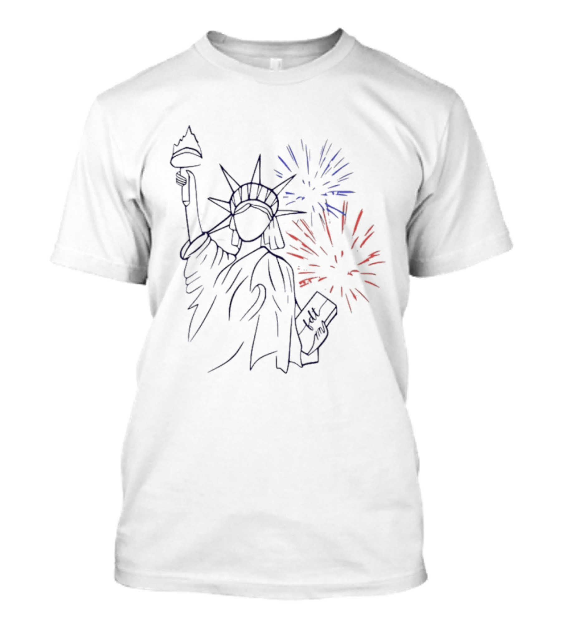 Subtle FDT July 4th Statue Of Liberty Fireworks Celebration T-Shirt