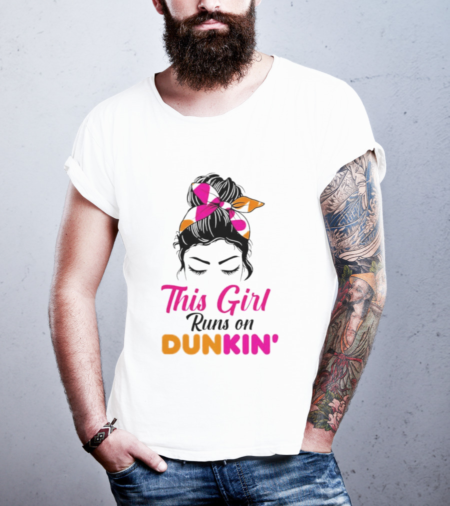 This Girl Runs On Dunkin' Coffee Headband T-Shirt