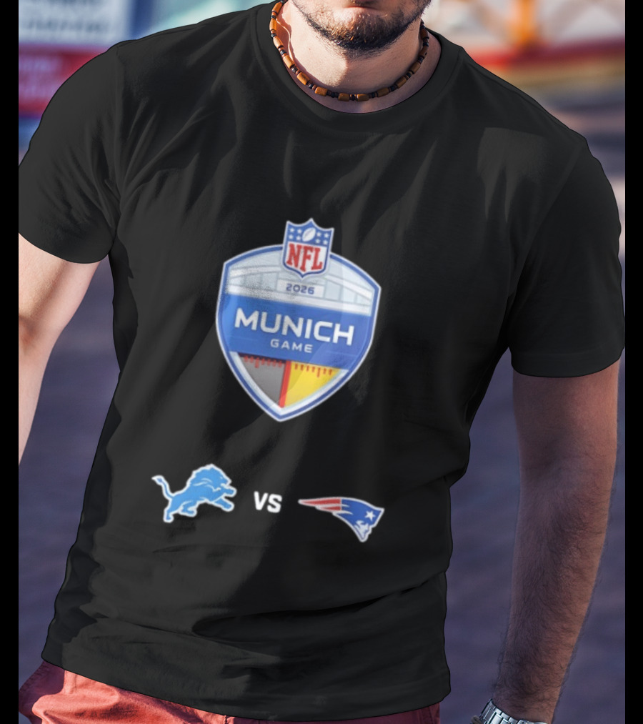 Detroit Lions Vs New England Patriots NFL 2026 Munich Game Matchup T-Shirt