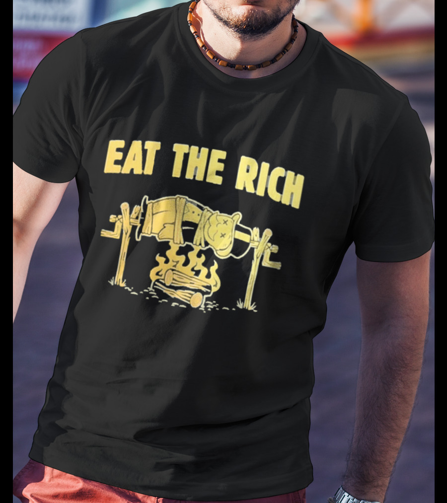 Eat The Rich Monopoly Man Over Campfire Satire T-Shirt