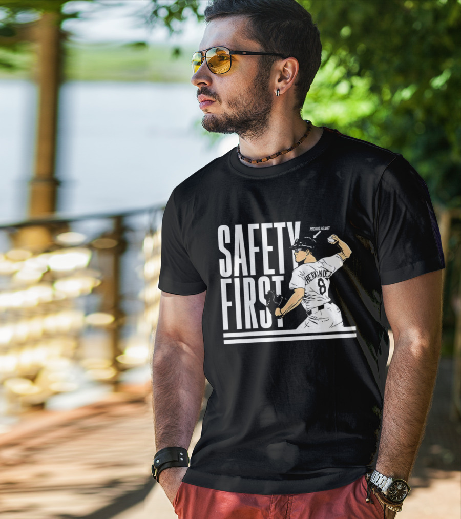 Kike Hernandez Safety First Number 8 Dodgers Baseball T-Shirt