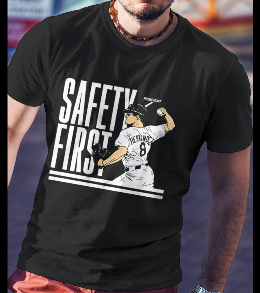 Kike Hernandez Safety First Number 8 Dodgers Baseball T-Shirt