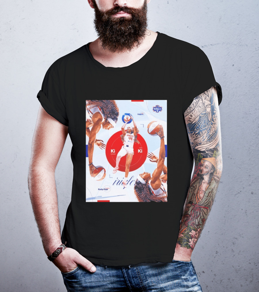 Washington Mystics Player Kiki Iriafen Number Forty Four Basketball Action Montage T-Shirt