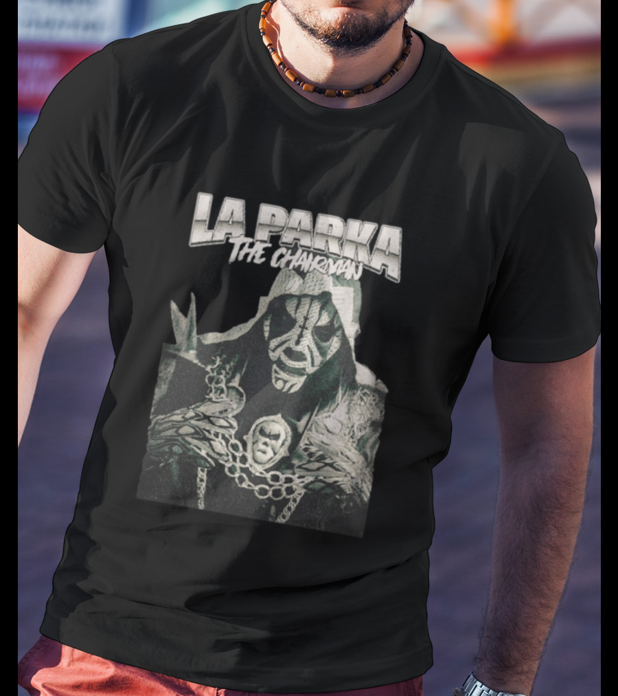 La Parka The Chairman Mexican Wrestler Iconic Mask And Chains T-Shirt