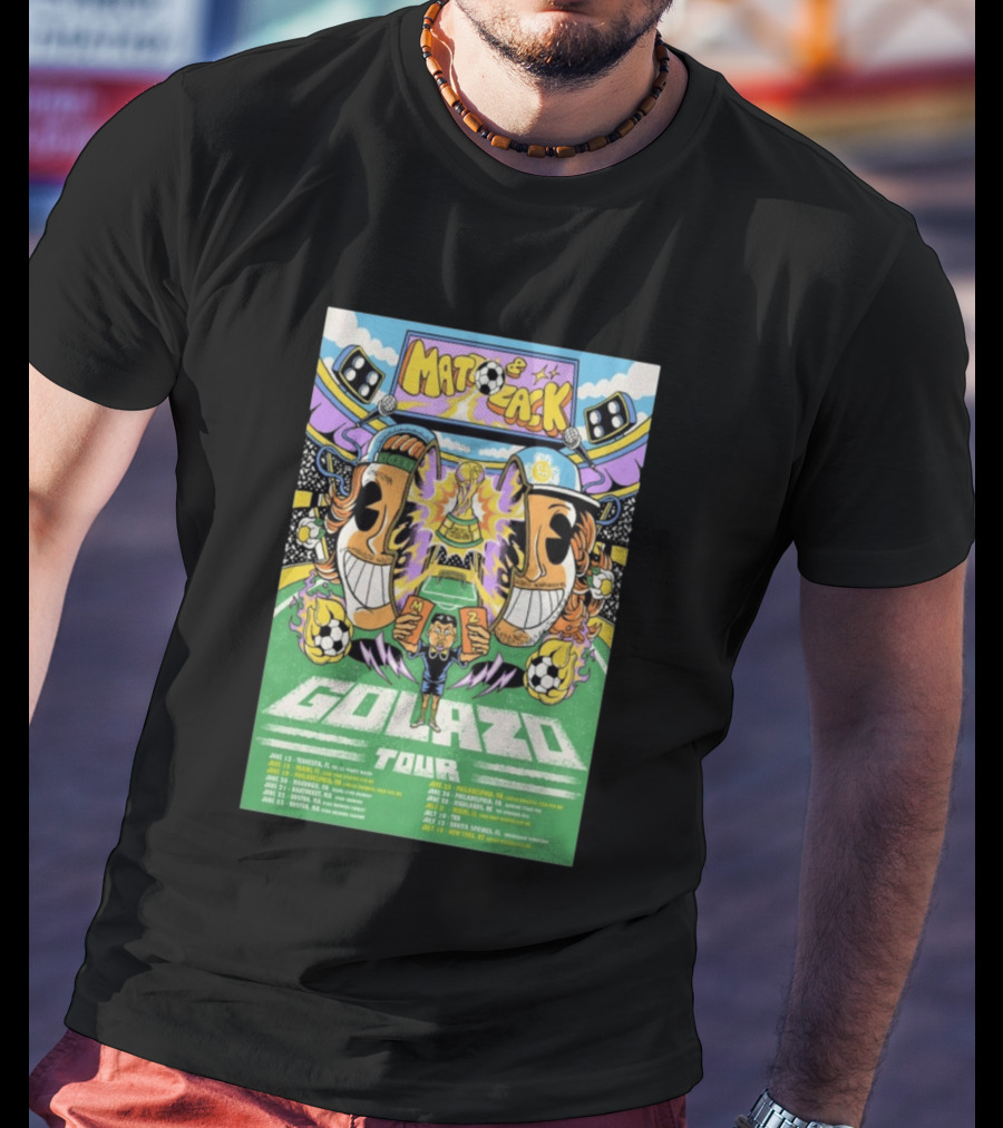 Matt And Zack Golazo Tour 26 June July Soccer Event Featuring Iconic World Cup Trophy And Speaker T-Shirt
