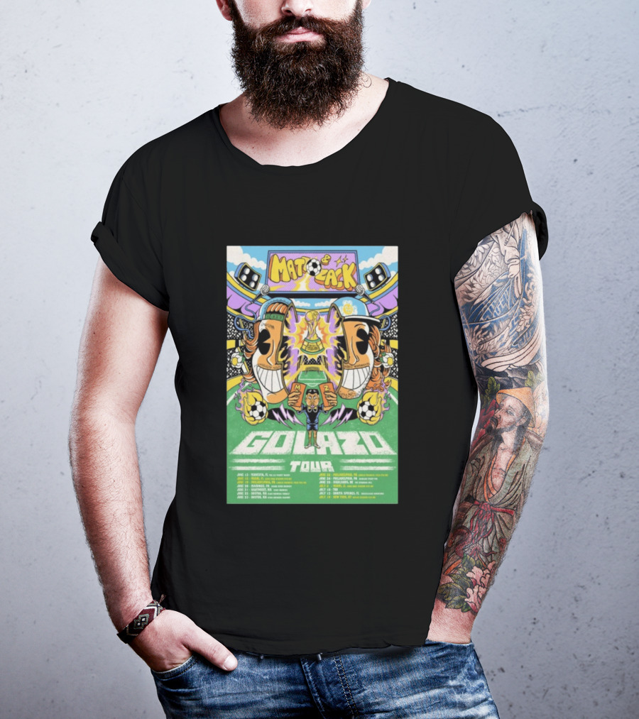Matt And Zack Golazo Tour 26 June July Soccer Event Featuring Iconic World Cup Trophy And Speaker T-Shirt