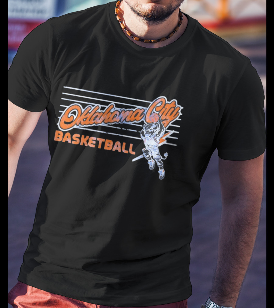 Oklahoma City Basketball Cartoon Slam Dunk T-Shirt