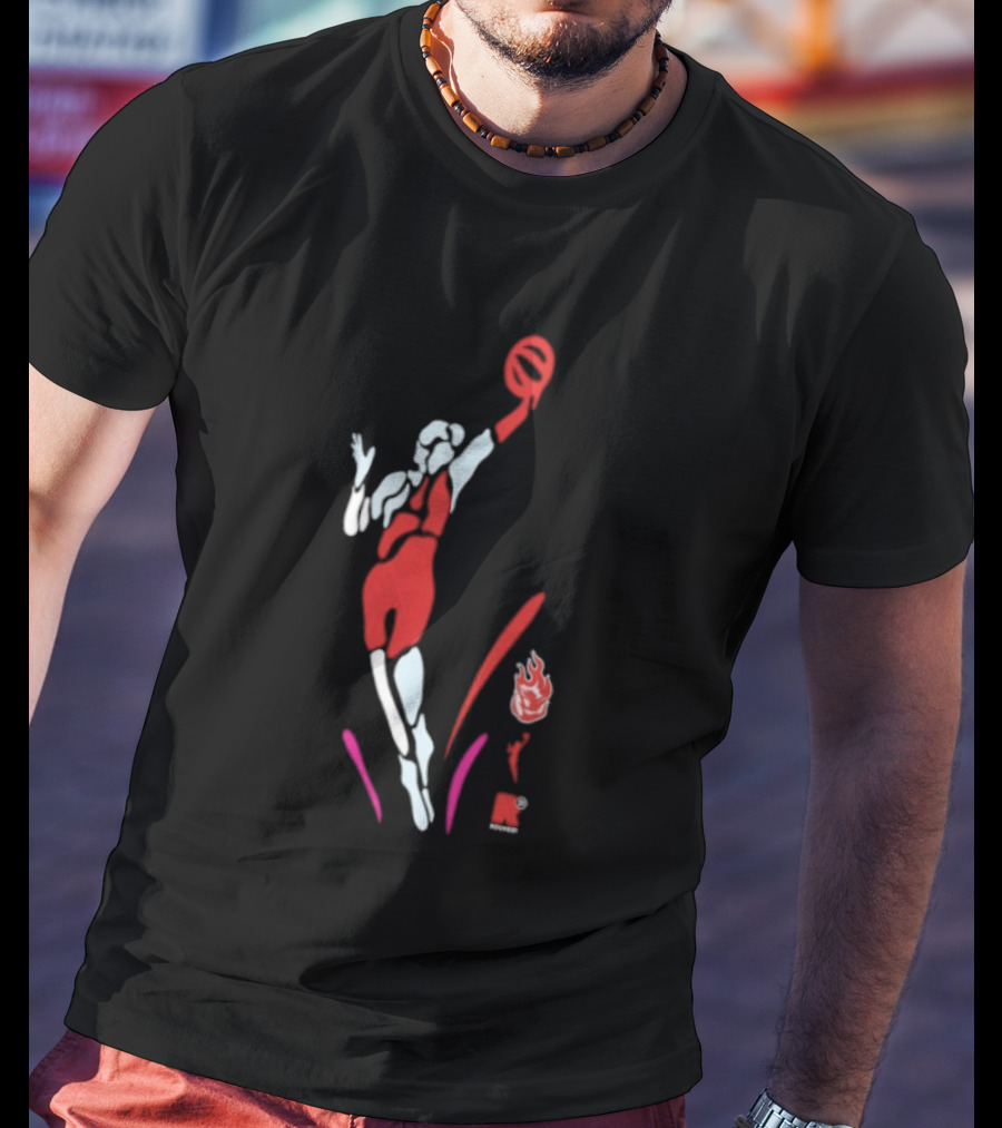 Portland Fire WNBA Round 21 Basketball Victory Player Silhouette Flame T-Shirt