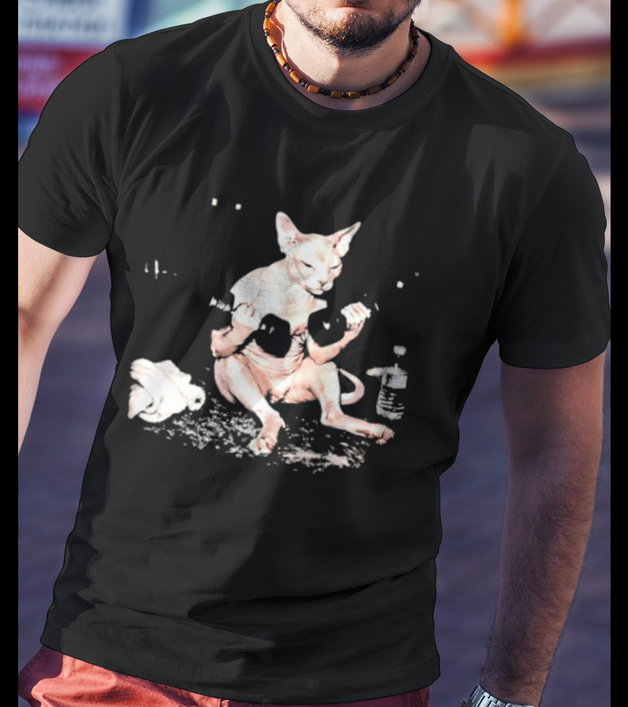 Sphynx Cat Lifting Weights Fitness T-Shirt