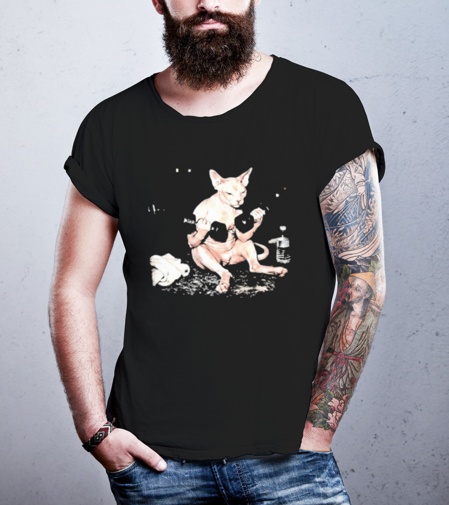 Sphynx Cat Lifting Weights Fitness T-Shirt