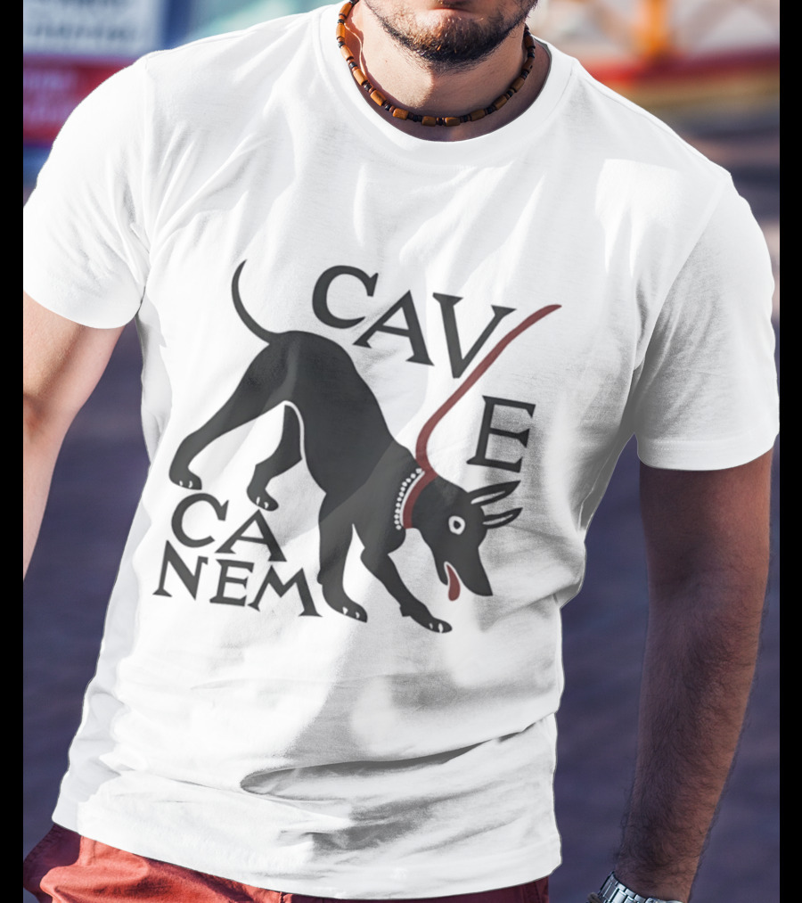 Cave Canem Beware Of The Dog Black Dog T-Shirt