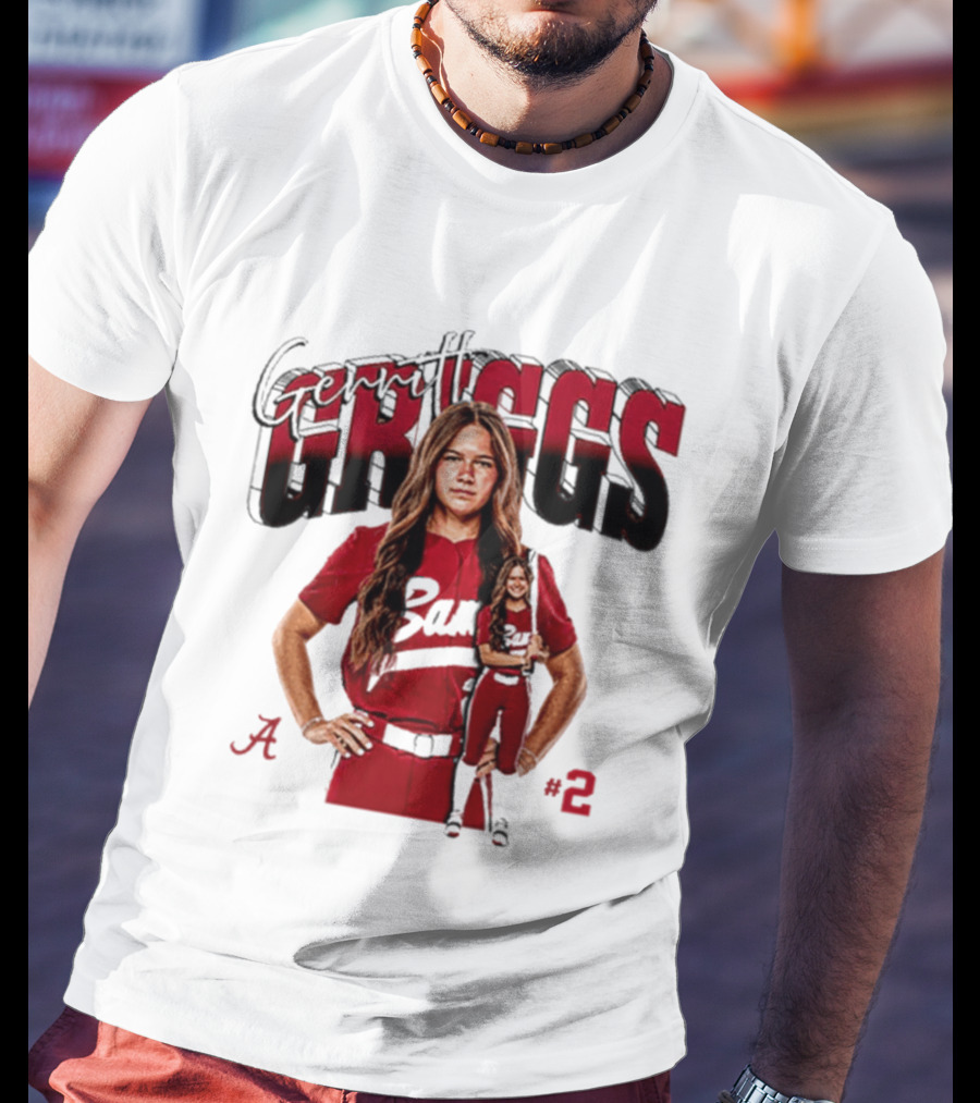 Gerritt Griggs Alabama Softball Player Red Uniform Number 2 T-Shirt