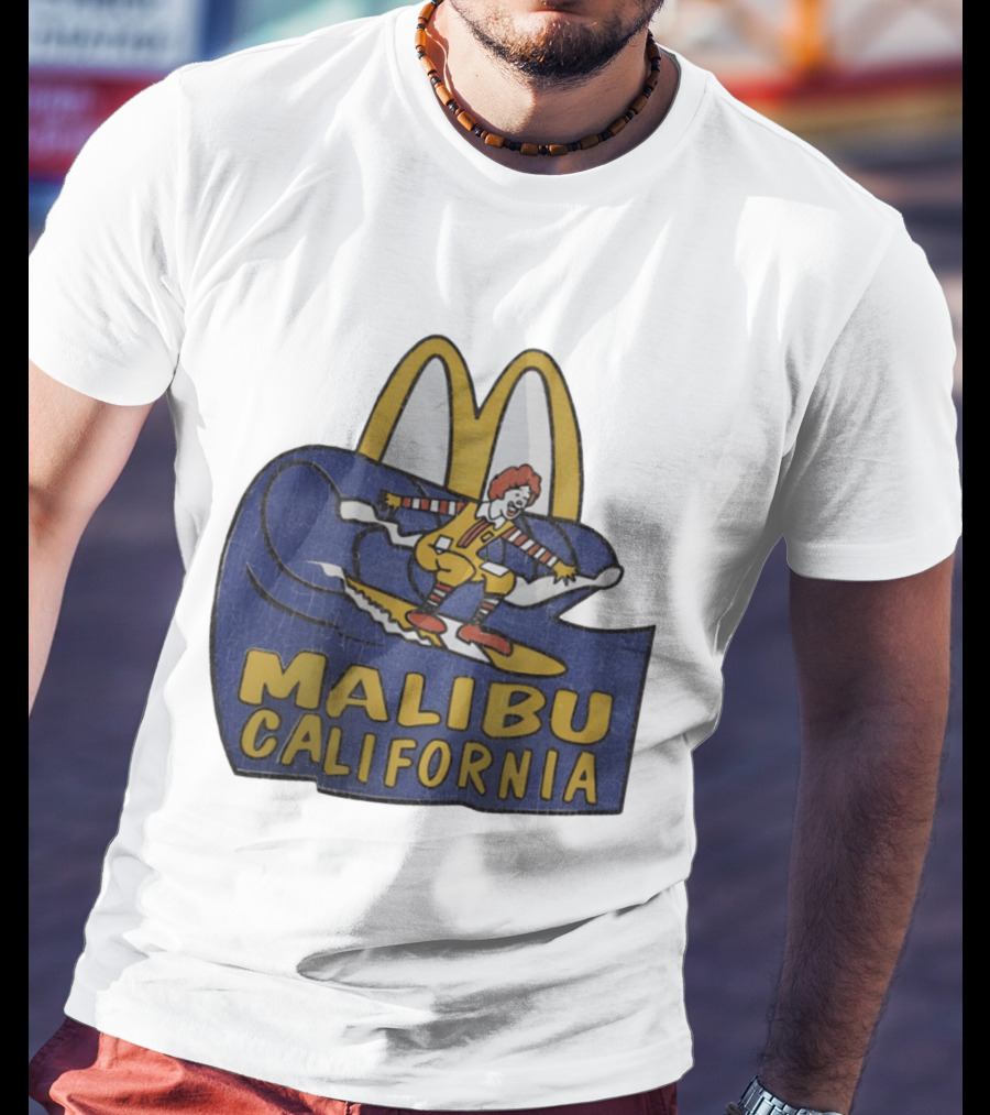 Malibu California Rare Ronald McDonald Surfing McDonald's Golden Arches T-Shirt