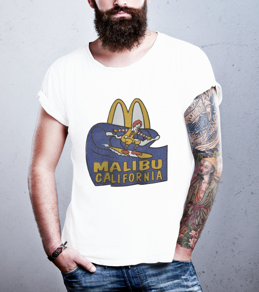 Malibu California Rare Ronald McDonald Surfing McDonald's Golden Arches T-Shirt