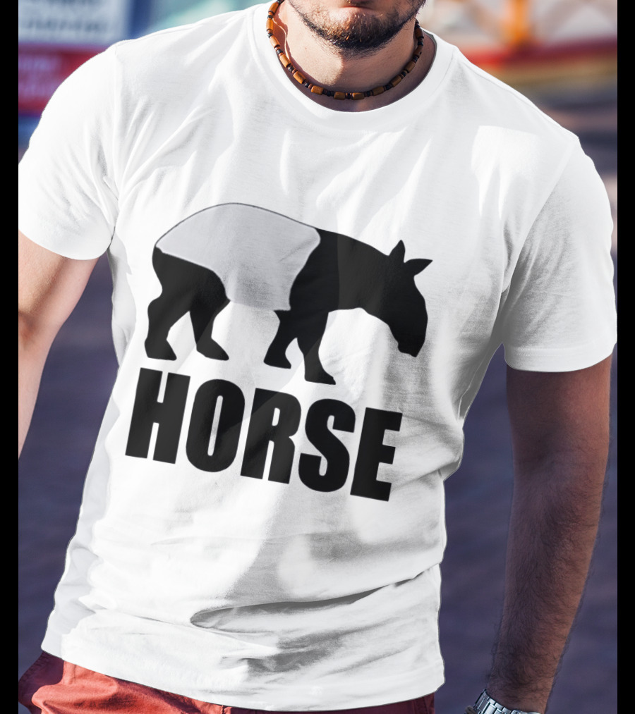 Mislabeled Animal Tapir Silhouette With Horse Text Optical Illusion T-Shirt