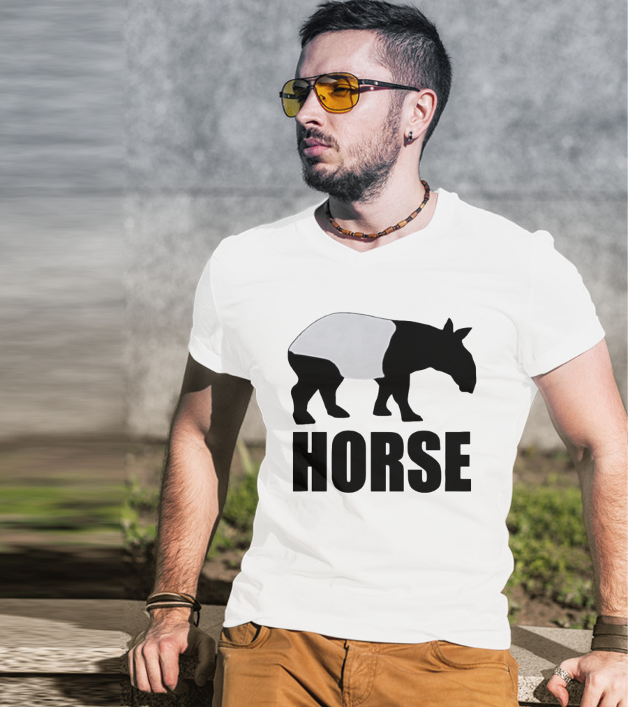 Mislabeled Animal Tapir Silhouette With Horse Text Optical Illusion T-Shirt