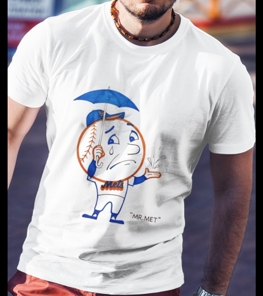 Mr Met New York Mets Rainy Day Mascot Umbrella Splash T-Shirt