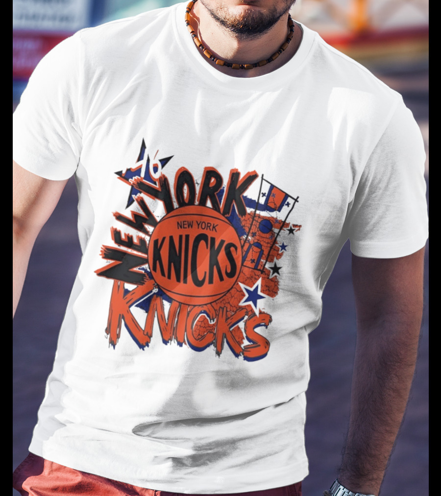 New York Knicks Vintage Basketball 46 Stars And Skyline T-Shirt