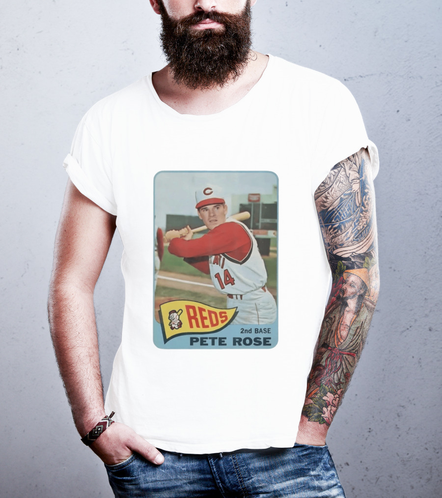 Cincinnati Reds Pete Rose 2nd Base Player Card Vintage Baseball T-Shirt