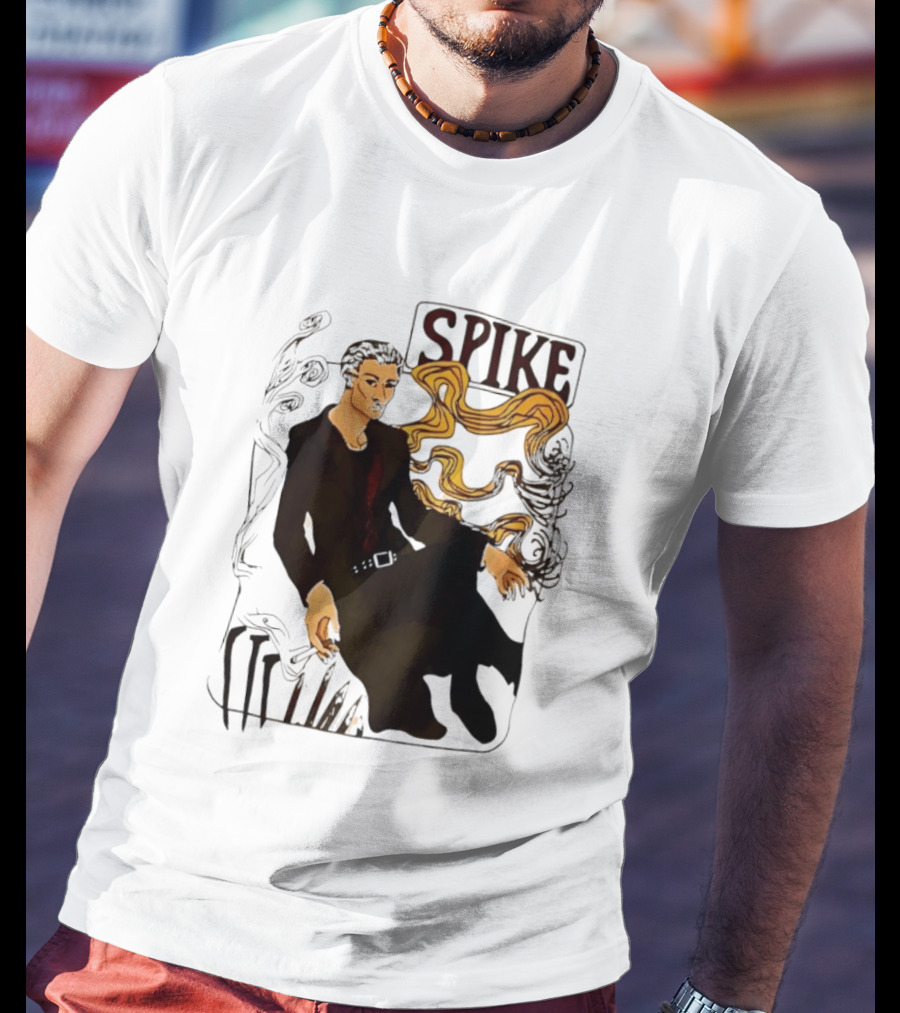 Spike Buffy The Vampire Slayer Illustrated Design With Abstract Vines And Accents T-Shirt