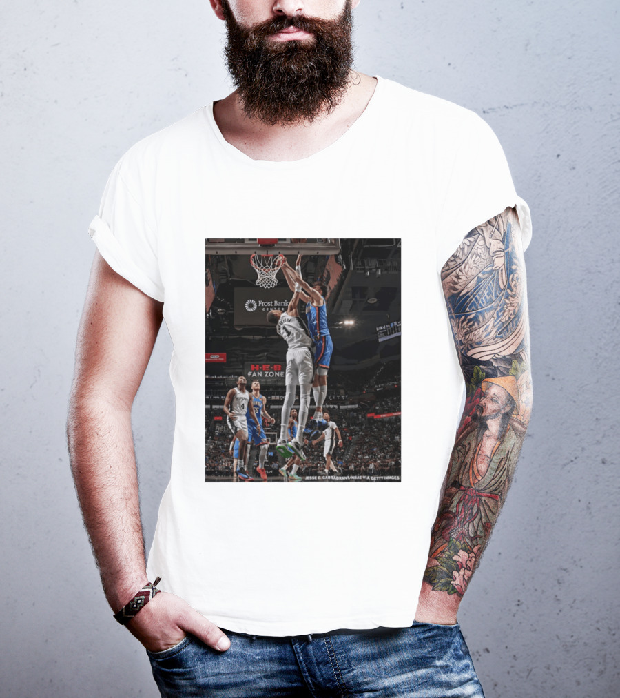 Victor Wembanyama San Antonio Spurs Dunk Vs Oklahoma City NBA Action T-Shirt
