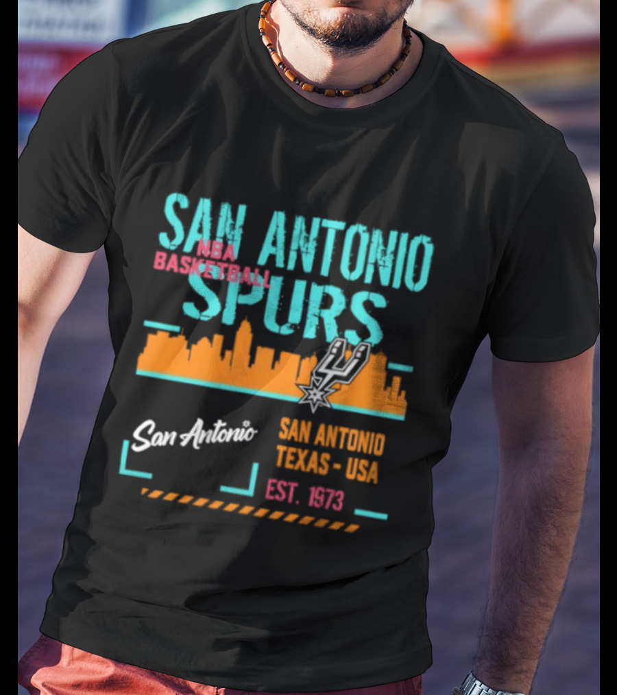 San Antonio Spurs NBA Basketball Skyline 1973 Est. Team Essentials T-Shirt