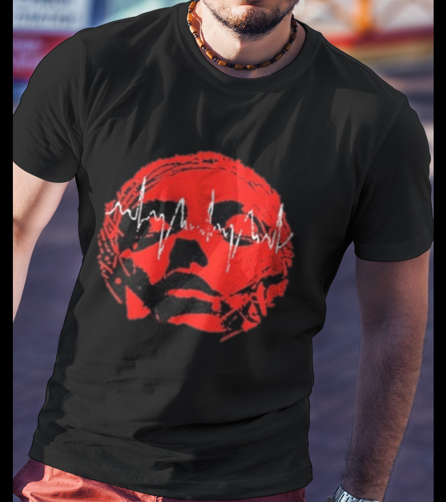 Converge Hum Of Hurt Red Face With White Waveform Lines T-Shirt