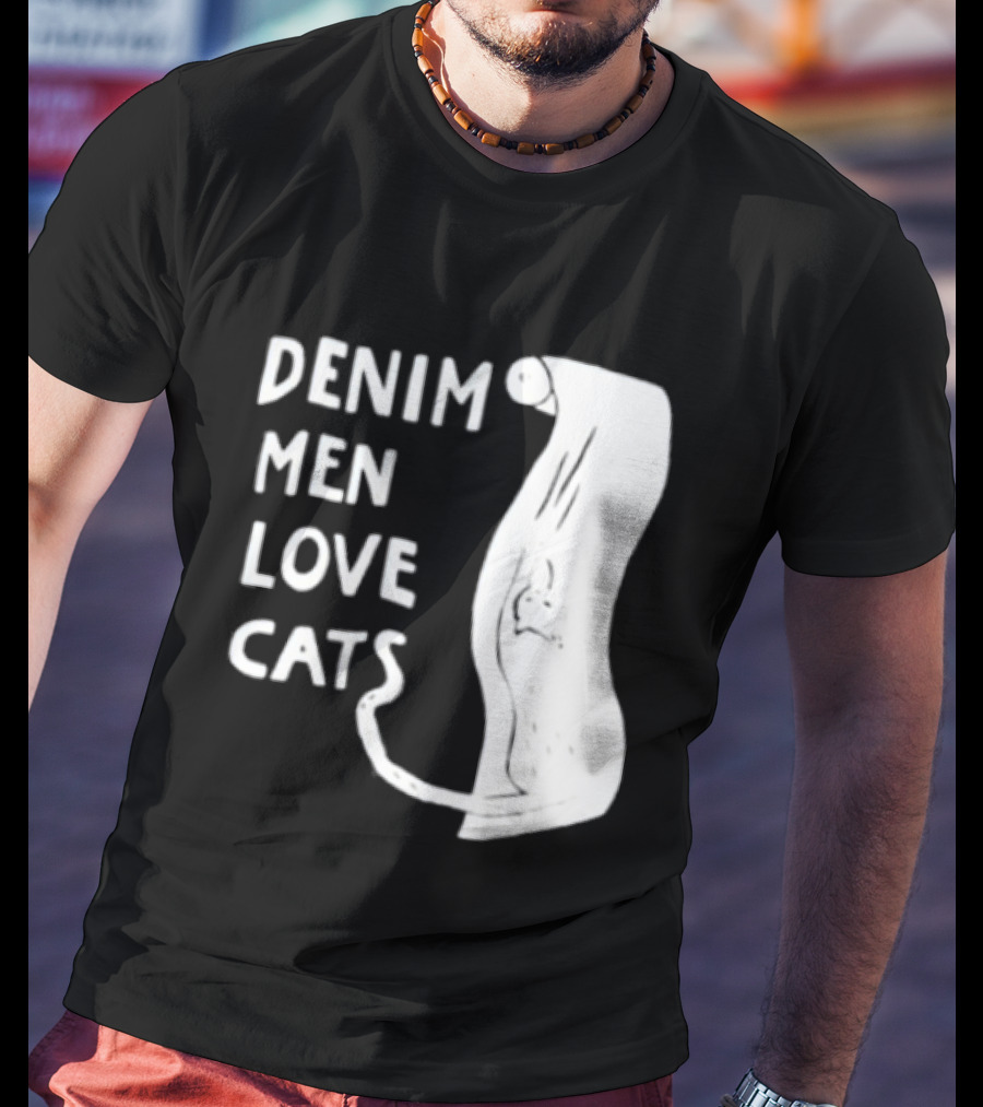 Denim Men Love Cats Fashion T-Shirt