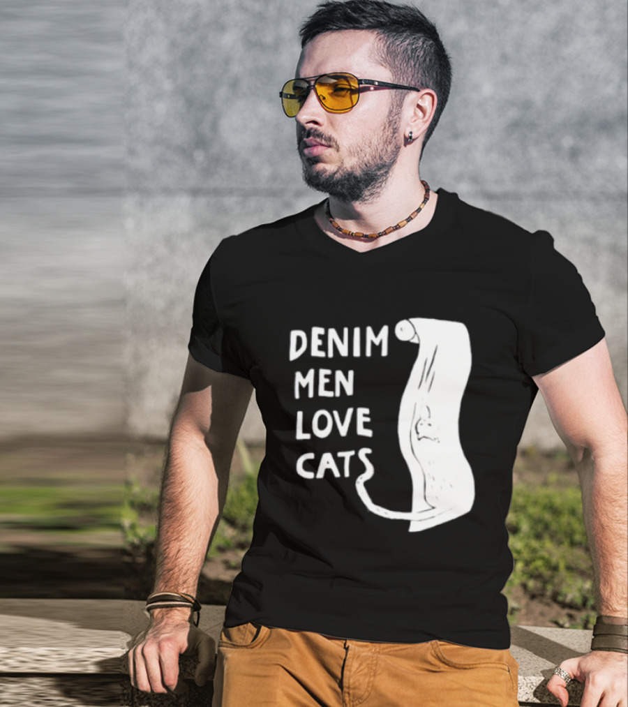 Denim Men Love Cats Fashion T-Shirt
