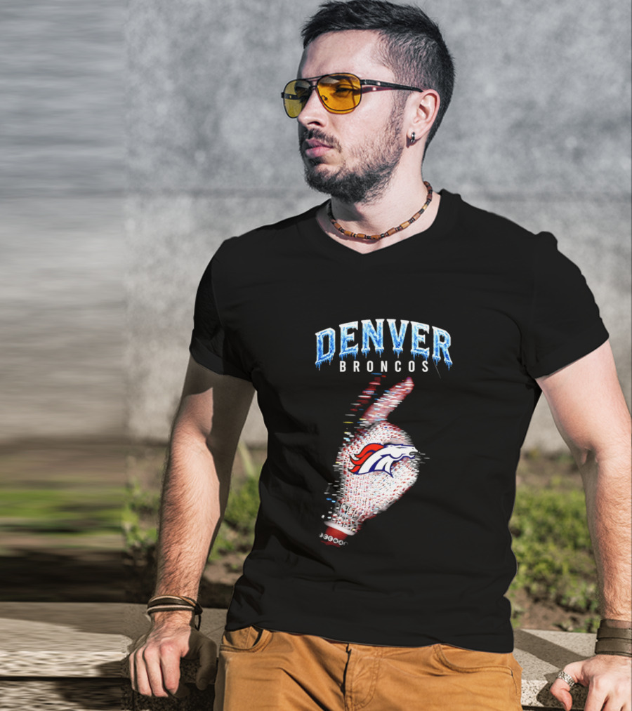 Denver Broncos Iceman 2026 Logo Glitched Hand Signal T-Shirt