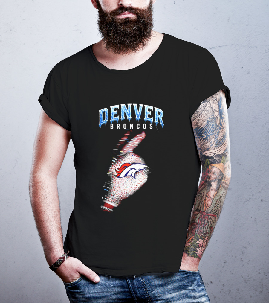 Denver Broncos Iceman 2026 Logo Glitched Hand Signal T-Shirt