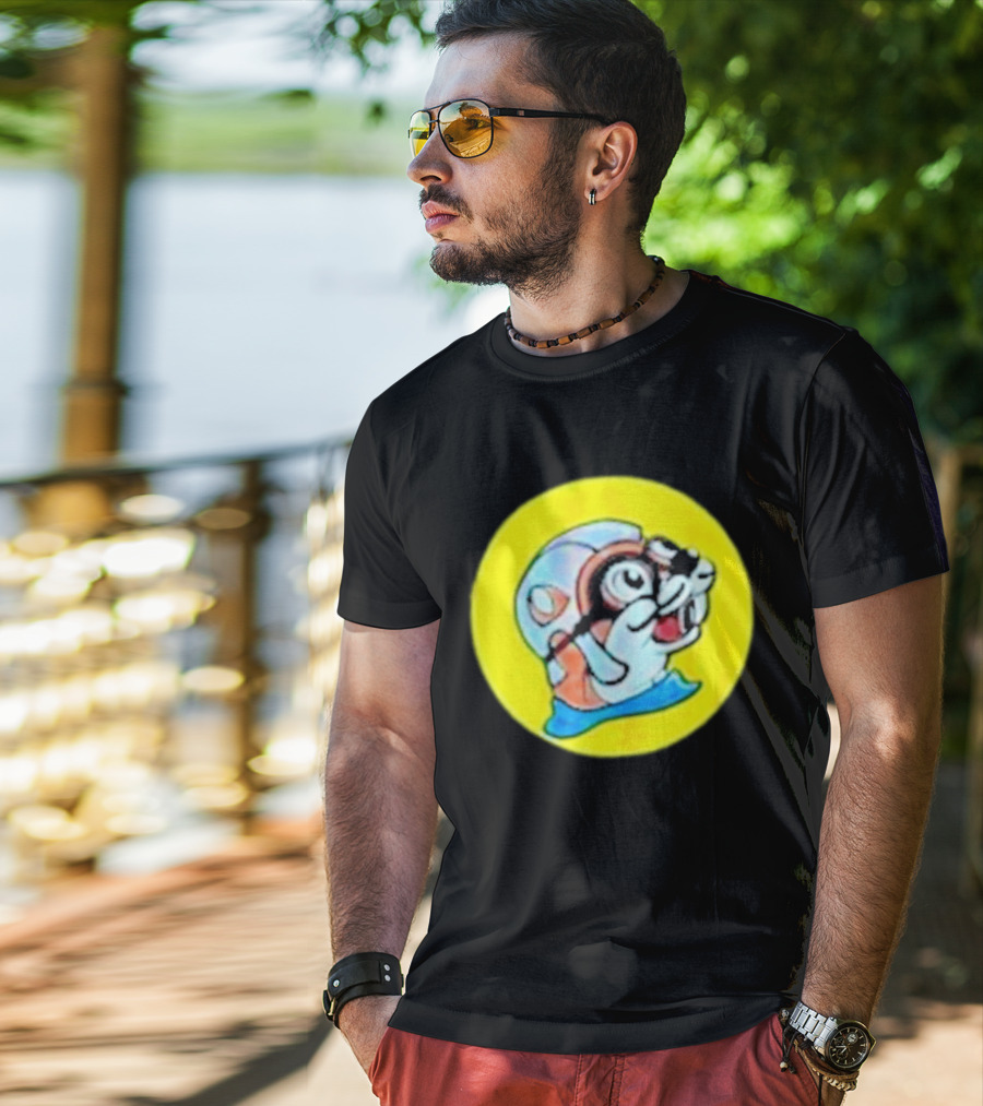 Gloopy Industries The Aquabeaver Cartoon Style Helmet And Water Circle T-Shirt