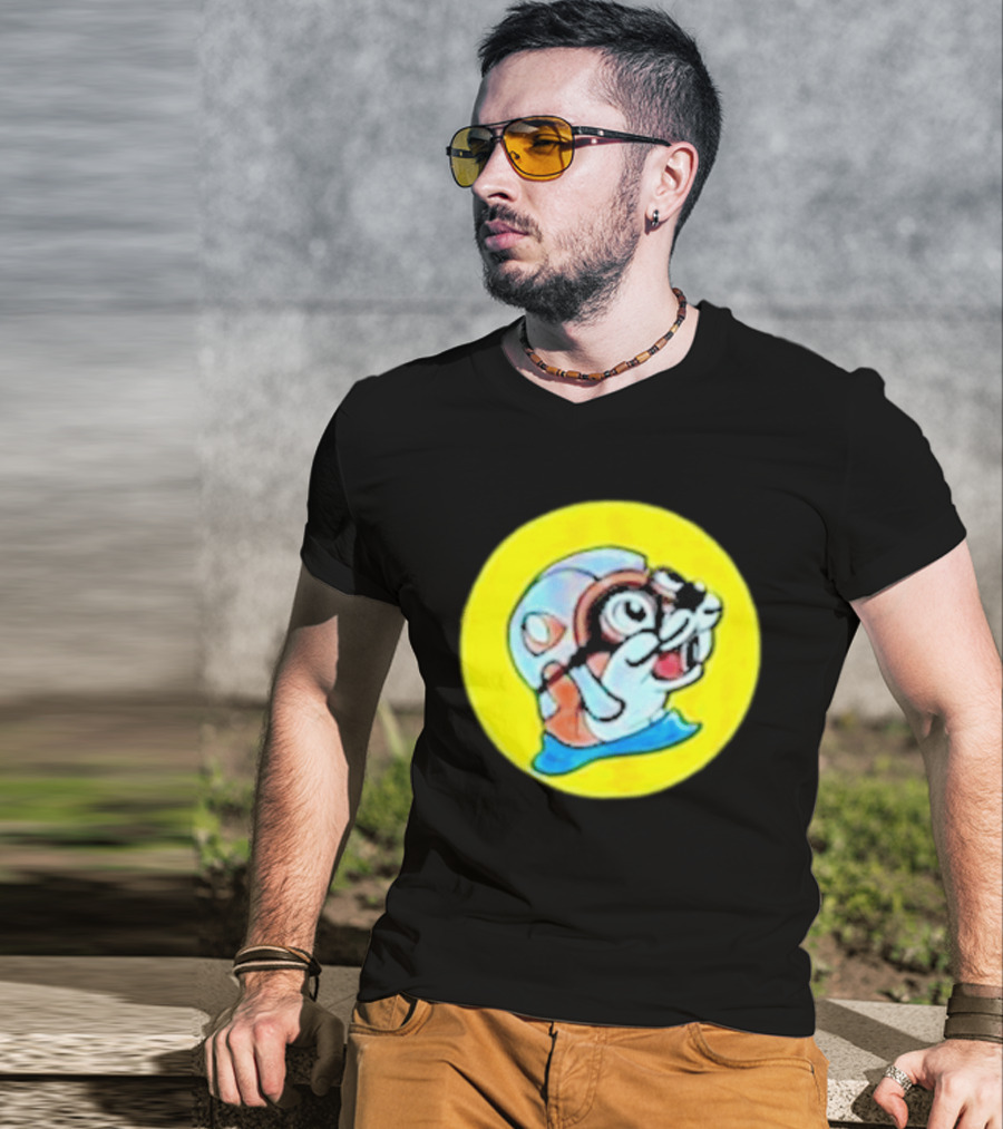 Gloopy Industries The Aquabeaver Cartoon Style Helmet And Water Circle T-Shirt