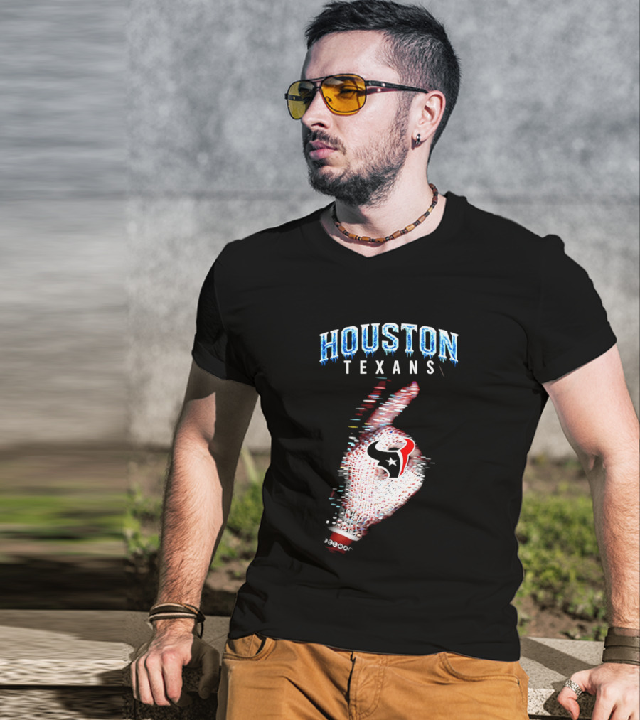 Houston Texans Iceman 2026 Glitch Hand T-Shirt