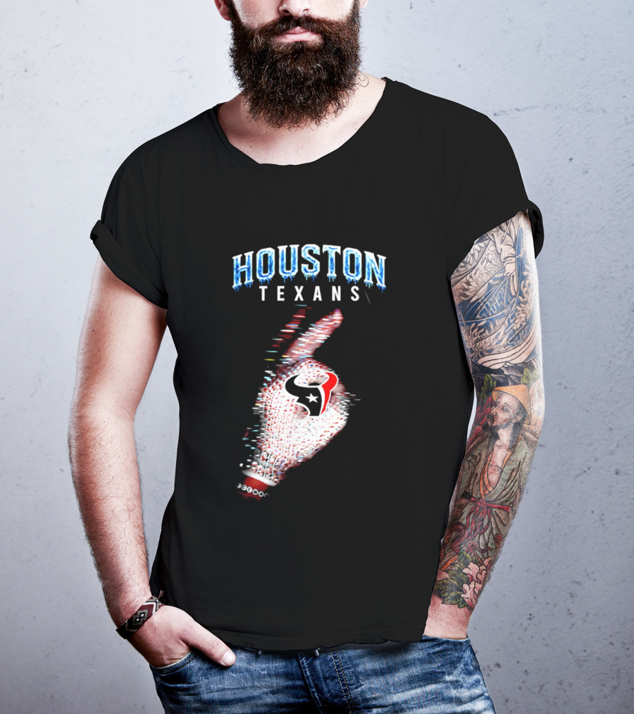 Houston Texans Iceman 2026 Glitch Hand T-Shirt