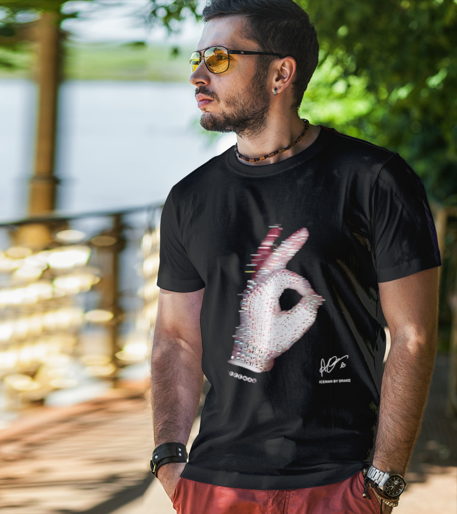 Iceman Hand Gesture By Drake Sign With Rhinestones T-Shirt
