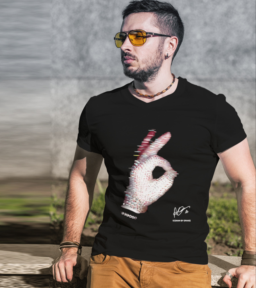 Iceman Hand Gesture By Drake Sign With Rhinestones T-Shirt