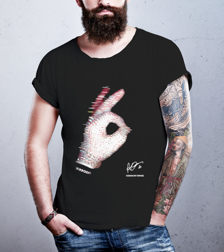 Iceman Hand Gesture By Drake Sign With Rhinestones T-Shirt